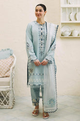 ZARA SHAHJAHAN - 3PC LAWN EMBROIDERED SHIRT WITH ORGANZA EMBROIDERED DUPATTA AND TROUSER - HZG2072